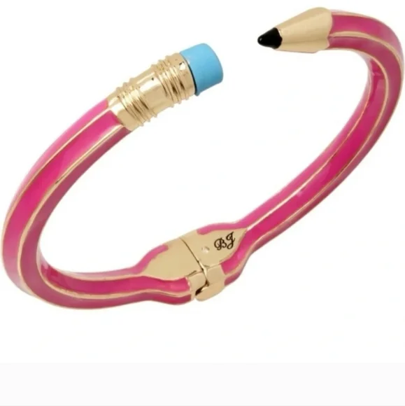 Betsey Johnson Hinged pencil bracelet Pink & Gold  New - Picture 4 of 8